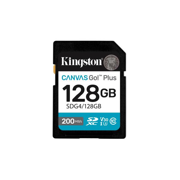 Kingston Technology Canvas Go! Plus 128GB SDXC Canvas Go Plus Gen4 200MB/s C10 UHS-I U3 V30 (128GB SDXC CANVAS GO PLUS 200R - GEN4 C10 UHS-I U3 V30 200MB/S)
