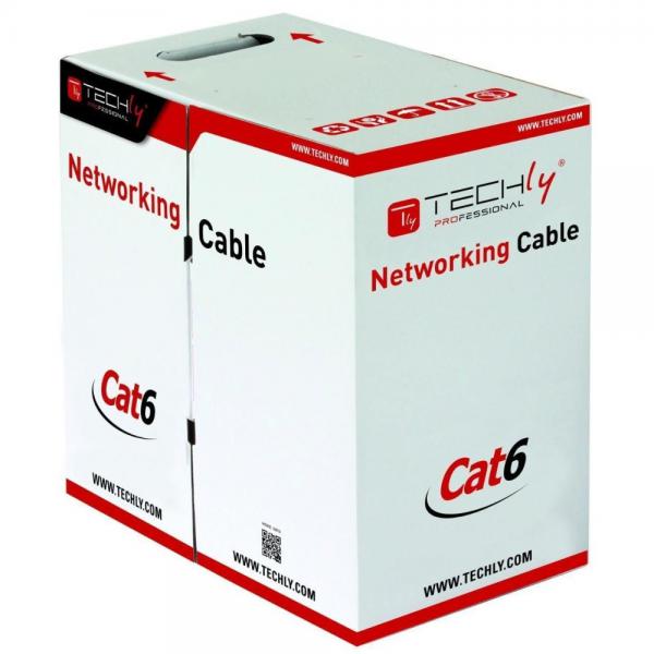 Techly ITP-C6F-FL cavo di rete Grigio 305 m Cat6 F/UTP [FTP] (Networking Cable Grey 305 M - Cat6 F/Utp [Ftp] - Warranty: 12M)