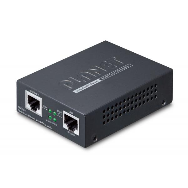 PLANET LRE-101 moltiplicatore di rete Ricevitore e trasmettitore di rete Nero 10, 300 Mbit/s (1-Port 10/100TX Ethernet over - UTP Long Reach Ethernet - Extender - Warranty: 12M)