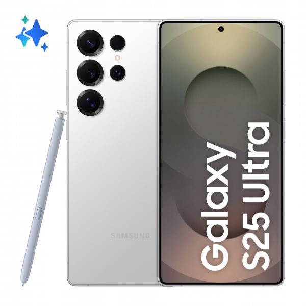 Samsung Galaxy S25 Ultra Smartphone AI, Display 6.9'' QHD+ Dynamic AMOLED 2X, Fotocamera 200MP, RAM 12GB, 512GB, 5.000 mAh, Titanium Whitesilver (Samsung Galaxy S25 Ultra 5G 12/512GB D)