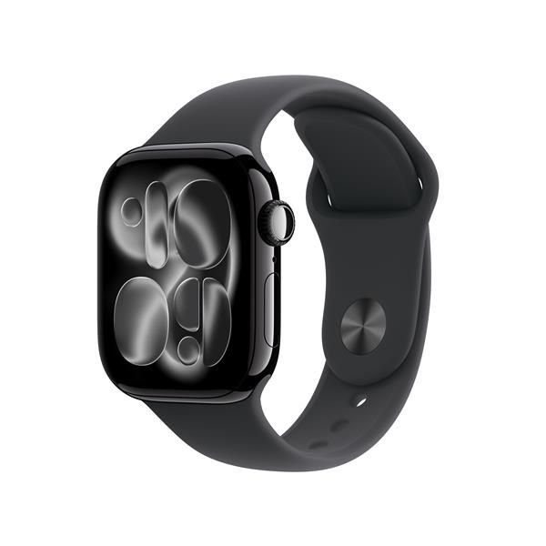 Apple Watch Series 11 GPS 42mm Cassa Alluminio Jet Black con Sport Band Nero - S/M (Apple Watch Series 11 [GPS] - 42 mm - alluminio nero jet - smartwatch con fascia sportiva - fluoroelastomero - nero