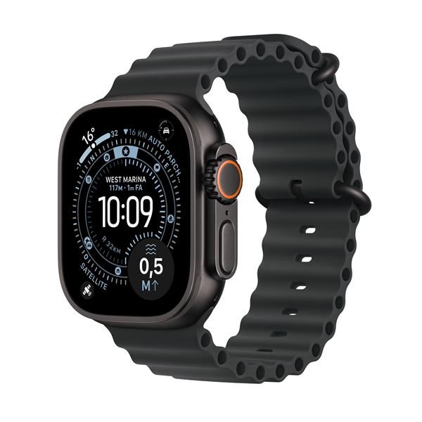 Apple Watch Ultra 3 GPS + Cellular 49mm Cassa Titanio Nero con Band Ocean Nero (Apple Watch Ultra3 49 Black Ti Bk Ob)