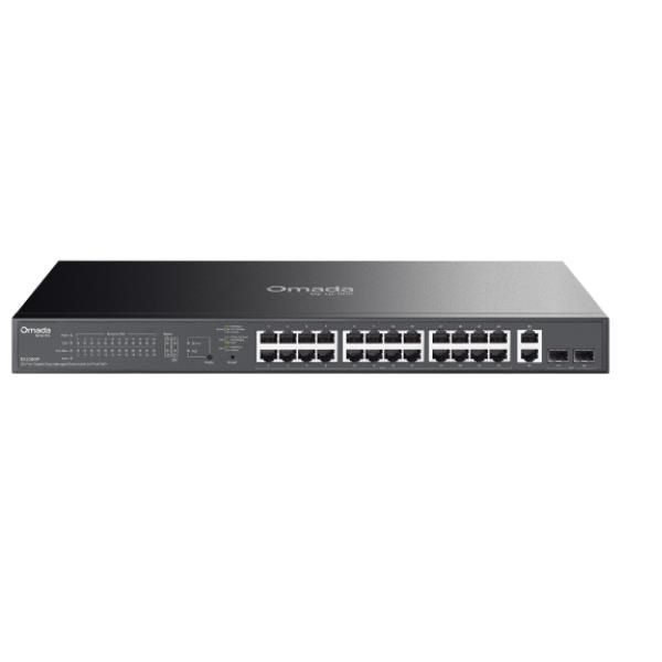 TP-Link ES228GP switch di rete Gestito L2 Gigabit Ethernet [10/100/1000] Supporto Power over Ethernet [PoE] Nero (TP-LINK Switch Omada ES228GP 28xGBit 24xPoE+ Managed)