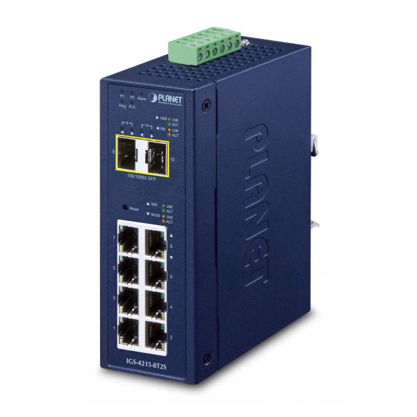 PLANET IP30 Industrial L2/L4 8-Port Gestito L2/L4 Gigabit Ethernet [10/100/1000] Blu (IP30 Industrial L2/L4 8-Port - 10/100/1000T + 2-Port - 100/1000X SFP Managed Switch IP30 Industrial L2/L4 8-Port,