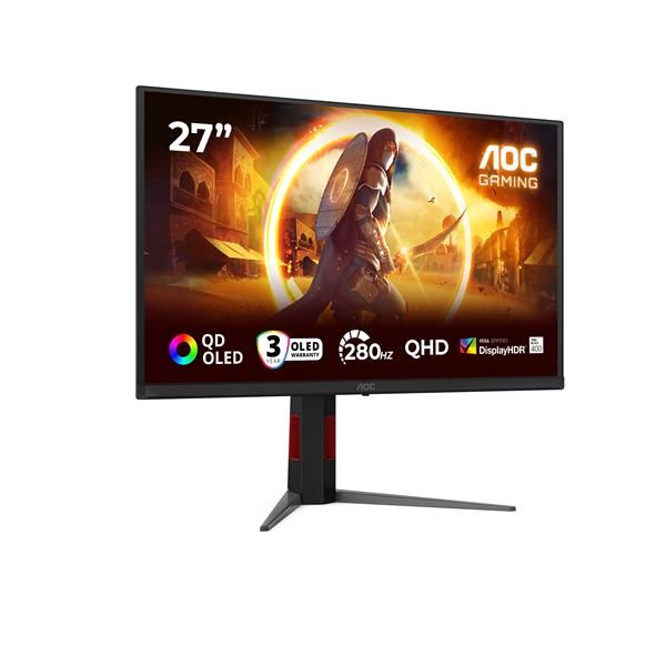 AOC G4 Q27G4ZD Monitor PC 67,3 cm [26.5] 2560 x 1440 Pixel Quad HD QD-OLED Nero, Rosso (AOC Gaming Q27G4ZD - OLED monitor - gaming - 27 [26.5 viewable] - 2560 x 1440 QHD @ 240 Hz - 1000 cd/m? - 15000