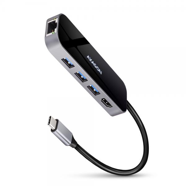 Axagon HMC-6GL replicatore di porte e docking station per laptop Cablato USB 3.2 Gen 1 [3.1 Gen 1] Type-C Nero, Grigio (AXAGON HMC-6GL USB-Hub, 3x USB-3.0, 1x)