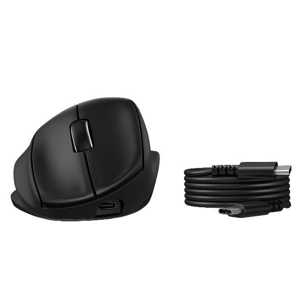 HP Mouse ergonomico Tilt 725M (HP 725M - Mouse - ergonomic - 21? semi-vertical tilt - right-handed - 7 buttons - wireless - Bluetooth, 2.4 GHz - USB wireless receiver - black)