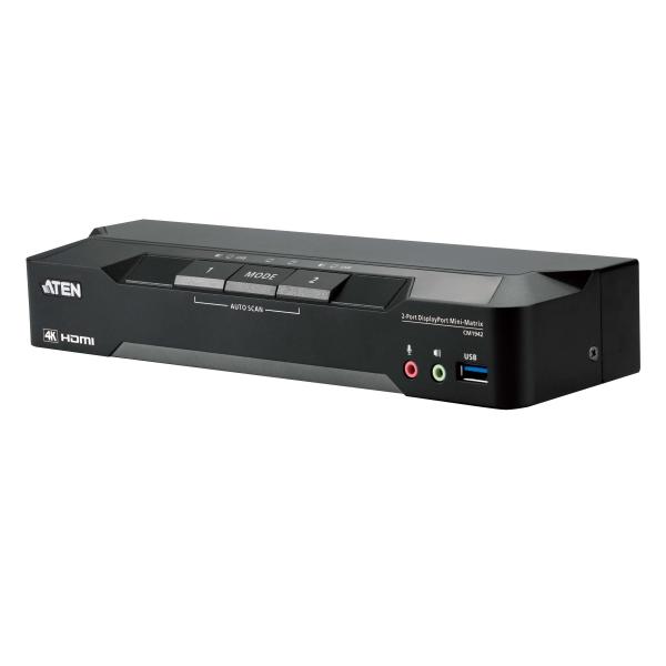 ATEN CM1942 switch per keyboard-video-mouse [kvm] Nero (Aten CM1942 2-Port 4K DisplayPort Dual)