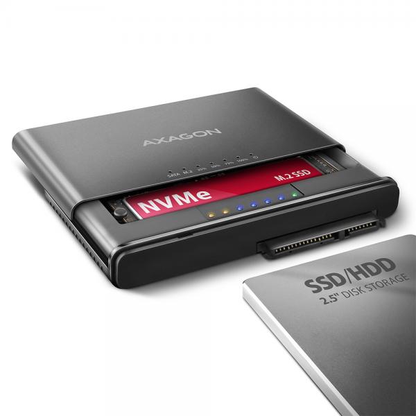 Axagon ADSA-CC USB-C 10Gbps - NVMe M.2 SSD & SATA 2.5/3.5 SSD/HDD CLONE MASTER 2 - Digital/Daten - NVMe USB 3.2 Gen 2 [3.1 Gen 2] Type-C Nero (*AXAGON ADSA-CC USB-C 10 Gbps NVMe M.2)