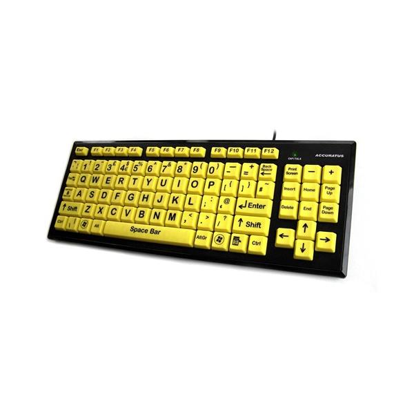 Accuratus Monster 2 tastiera Universale USB QWERTY Inglese UK Nero, Giallo (Accuratus USB upper case Hi-Vis Monster keyboard has a Black on Yellow HiVis double sized [24mm x 24mm] keys- ideal for the