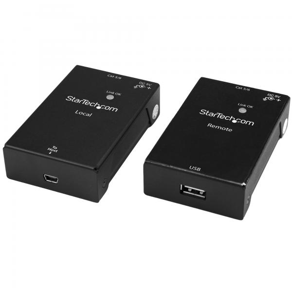 StarTech.com Extender USB 2.0 su cavo Cat5e/Cat6 [RJ45] - Fino a 50m - Kit adattatore per estensore porta USB ad alta velocità - Alimentato - Prolunga cavo USB via Ethernet - 480Mbps - Metallo (1PORT