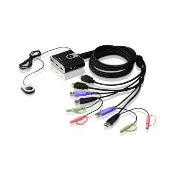 ATEN Switch KVM cavo USB HDMI/audio a 2 porte con selettore porta remota (ATEN CS692)
