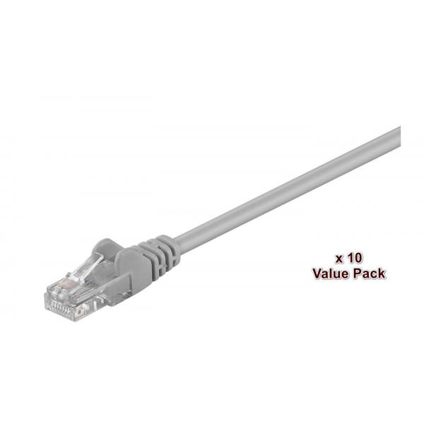 Microconnect V-UTP510VP cavo di rete Grigio 10 m Cat5e U/UTP [UTP] (U/UTP CAT5e 10M Grey 10 Pack - 1 pcs. = 10 pcs. in one bag - PVC, 4x2xAWG 26 CCA - Warranty: 300M)
