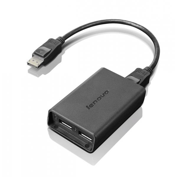 Lenovo DisplayPort to Dual-DisplayPort Monitor Cable USB A Nero (Lenovo - DisplayPort adapter - DisplayPort [M] to DisplayPort [F] - for ThinkCentre M75s Gen 2, M75t Gen 2, ThinkEdge SE30, SE50, Thin