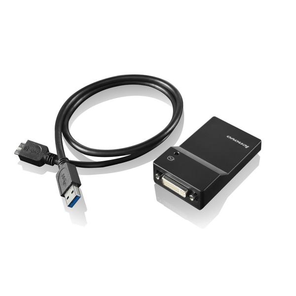 Lenovo USB 3.0 - DVI/VGA adattatore grafico USB 2048 x 1152 Pixel Nero (Lenovo USB 3.0 - DVI/VGA Adapt)