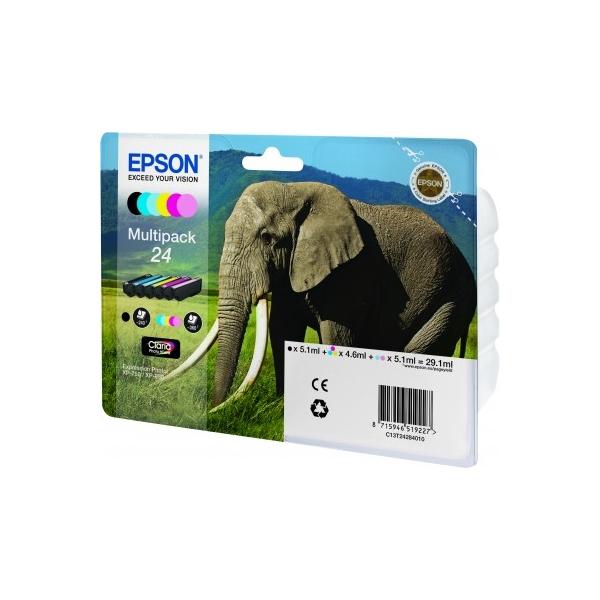 Epson Elephant Multipack 24 [6 colori] (Epson 24 Multipack - 6 pakker - sort,)