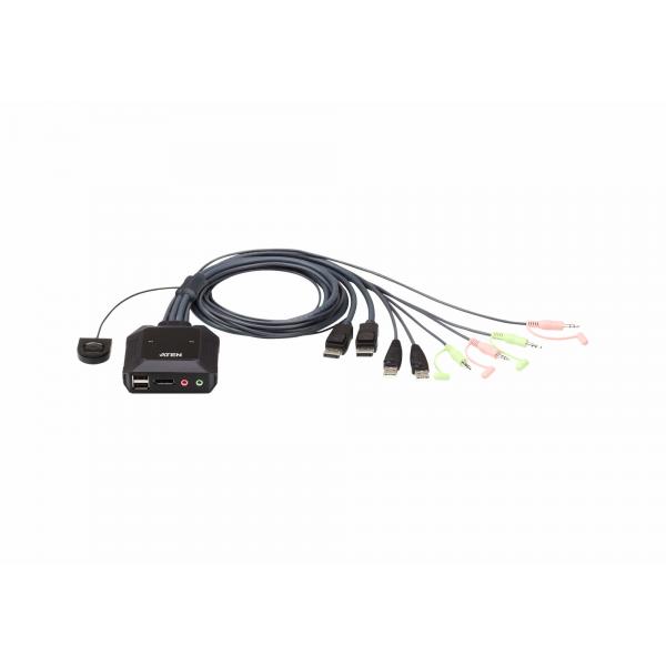 ATEN Switch KVM cavo USB DisplayPort a 2 porte con selettore porta remota (ATEN CS22DP - KVM / audio / USB switch)