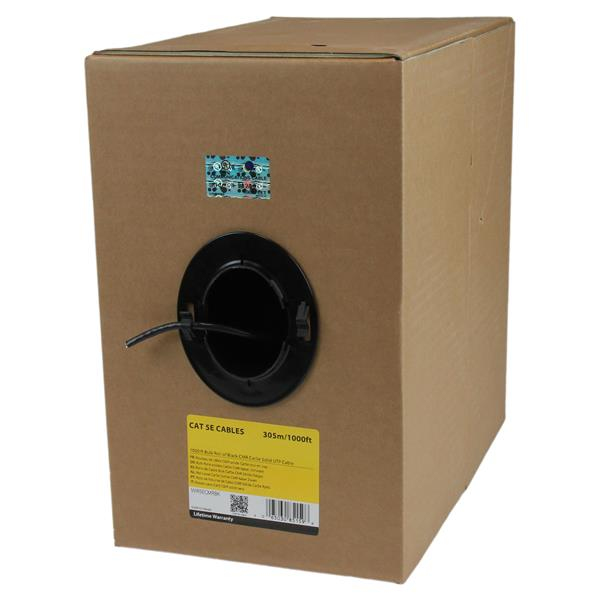 StarTech.com Matassa di cavi LAN Cat5e solidi UTP da 305 m - Bobina di rete ethernet RJ45 - Cavo Ethernet Sfuso Cetificato CMR - Nero - Conforme TAA (3048M CAT5E RISER CABLE -BLACK - CMR-RATED ETHERN