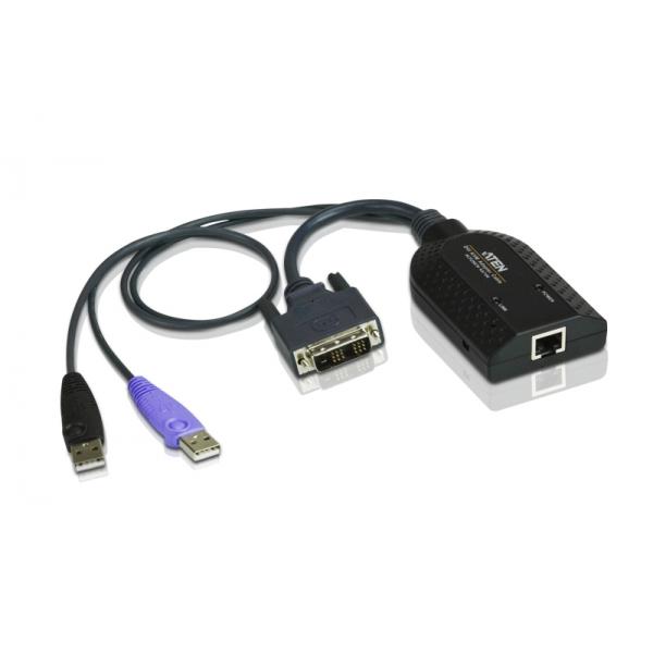 ATEN KA7166 cavo per tastiera, video e mouse Nero (ATEN KA7166 - Keyboard / video / mouse [KVM] cable - RJ-45 [F] to USB, DVI-D [M] - 9.1 cm - for ATEN CN9850, KVM over IP KN1132VB)