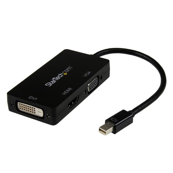 StarTech.com Adattatore Mini DisplayPort da viaggio VGA/DVI/HDMI - Convertitore mDP 3 in 1 (3 IN 1 MINI DISPLAYPORT ADAPTER - MDP VGA DVI HDMI CONVERTER)