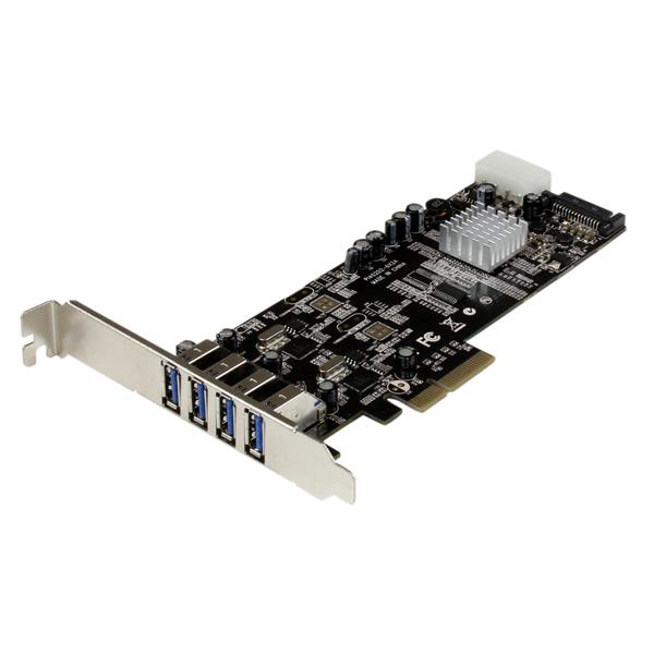 StarTech.com Adattatore scheda SuperSpeed USB 3.0 con 4 porte PCI Express [PCIe] con 2 canali da 5 Gbps dedicati - UASP - Alimentazione SATA/LP4 (4PORT PCIE USB 3.0 CONTROLLER - CARD W/DUAL BUS AND U