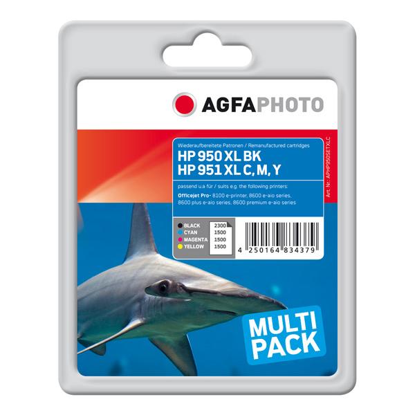 AgfaPhoto APHP950SETXLC cartuccia d'inchiostro 2 pz Nero, Ciano, Magenta, Giallo (Ink Color B/C/M/Y, HP No. 950 - 76ml + 3x25ml - Warranty: 36M)