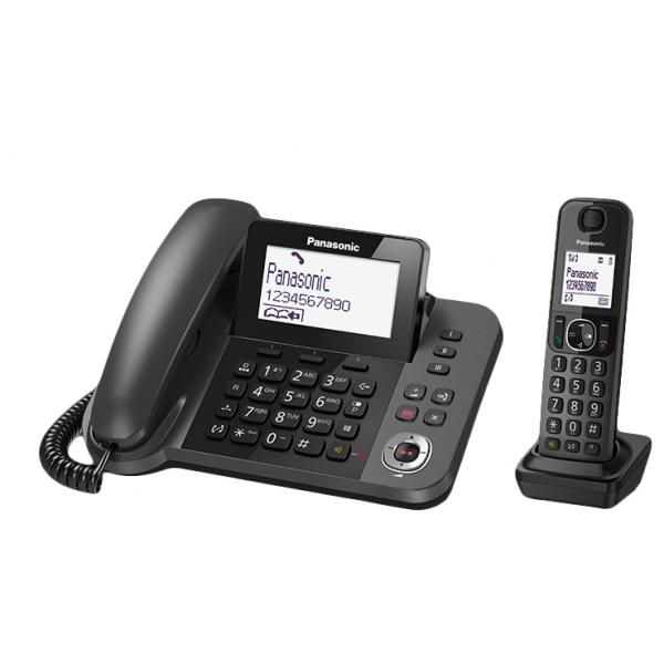 Panasonic KX-TGF320EXM - Telefono cordless con segreteria telefonica, nero (PANASONIC KX-TGF320E CORDED + DECT COMBO) - Versione UK