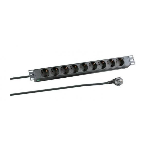 Microconnect CABINETACC23 unità di distribuzione dell'energia [PDU] 8 presa[e] AC 1U Nero (8-way Outlet strip,19 3meter - 1U 44*44*483mm - PDU 8xCEE 7/4 16A, 4000W - Warranty: 12M)