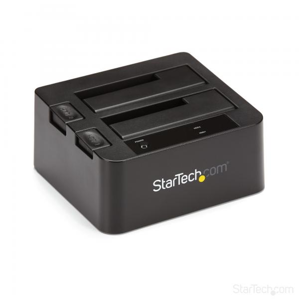 StarTech.com Box esterno USB 3.1 [10Gbps] a doppio alloggiamento da 2,5/3,5 SATA SSD/HDD (2BAY USB 3.1 GEN 2 SATA DOCK - TOOLFREE + TRAYLESS WITH UASP)
