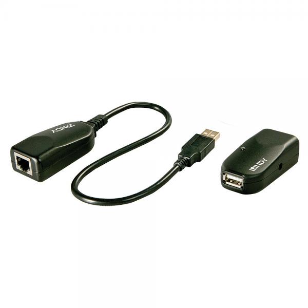 Lindy 42693 moltiplicatore di rete Ricevitore e trasmettitore di rete Nero (50M USB 2.0 CAT.6 EXTENDER - MULTI MODE FIBRE)