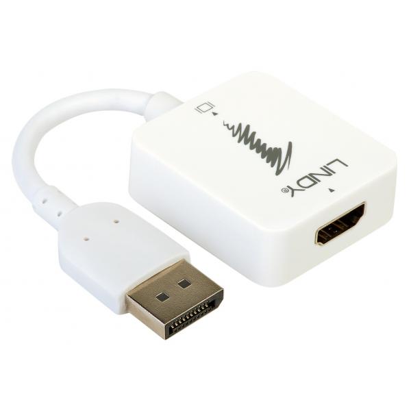 Lindy 38146 cavo e adattatore video HDMI tipo A [Standard] DisplayPort Bianco (HDMI ZU DISPLAYPORT 4K30HZ - KONVERTER KABEL)