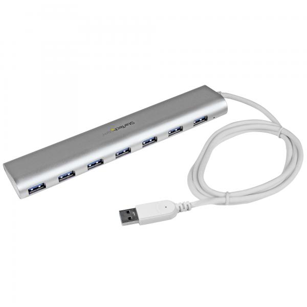 StarTech.com Hub USB a 7 porte, Da USB A a 7 porte USB-A, USB 5Gbps, design robusto, alimentazione via bus o alimentatore esterno, hub USB 3.0 portatile per notebook (7 PORT USB 3.0 HUB MINI LAPTOP -