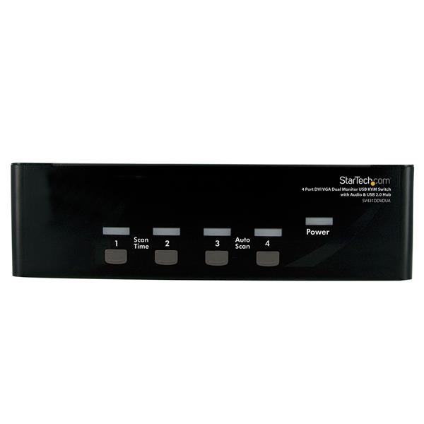 StarTech.com Switch KVM doppio monitor VGA DVI 4 porte USB con audio e hub USB 2.0 (4 PORT DVI VGA DUAL MONITOR KVM - SWITCH USB WITH AUDIO)