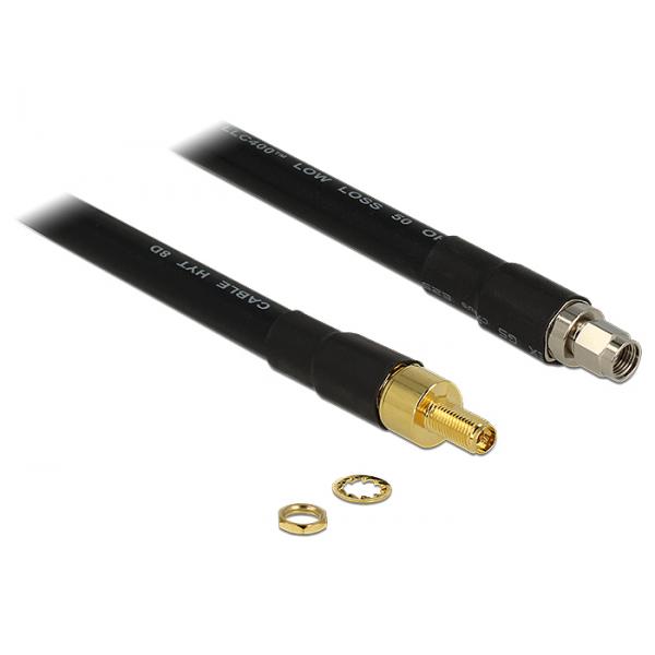 DeLOCK 0.4m RP-SMA/RP-SMA cavo coassiale 0,4 m Nero (Delock CFD400 LLC400 low loss - forl?n)
