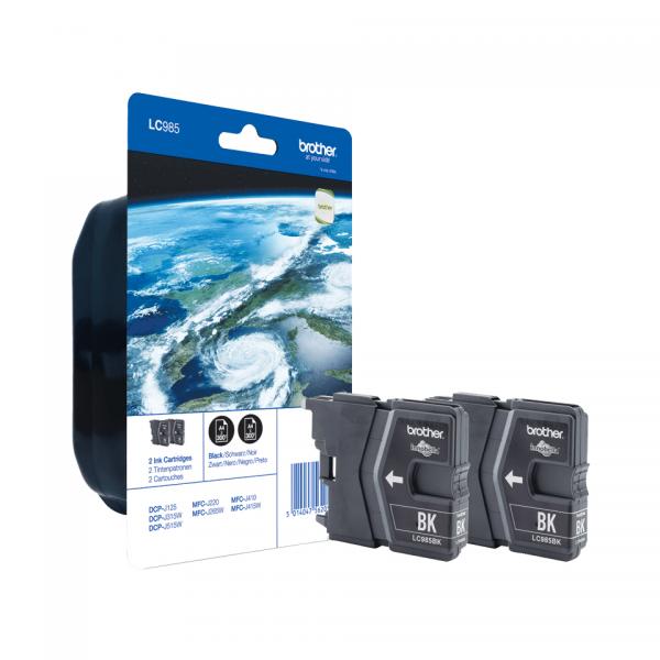 Brother LC-985BKBP2DR cartuccia d'inchiostro 2 pz Originale Resa standard Nero (Brother LC985 Twin-Pack - 2 pakker - s)