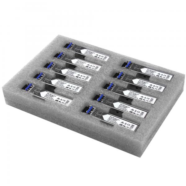 StarTech.com Cisco GLC-LH-SMD Compatibile Ricetrasmettitore SFP - 1000BASE-LX/LH - 10 unità (GIGABIT FIBER SFP 10 PACK - CISCO GLC LH SMD COMPATIBLE)