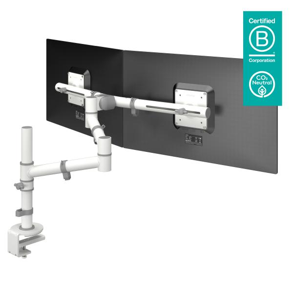 Dataflex Braccio porta monitor Viewgo - scrivania 130 (Dataflex Viewgo dual monitor arm - white - desk clamp and bolt through mounts - depth adjustment [1Year warranty])