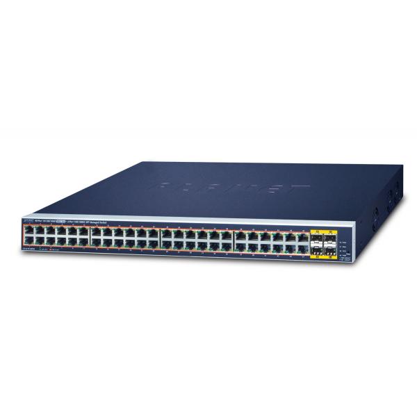 PLANET GS-4210-48P4S switch di rete Gestito L2/L4 Gigabit Ethernet [10/100/1000] Supporto Power over Ethernet [PoE] 1U Blu (IPv6/IPv4, 48-Port Managed - 802.3at POE+ Gigabit Ethernet - Switch + 4-Por