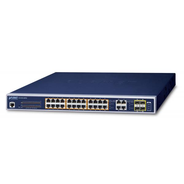 PLANET GS-4210-24P4C switch di rete Gestito L2/L4 Gigabit Ethernet [10/100/1000] Supporto Power over Ethernet [PoE] 1U Blu (IPv6/IPv4, 24-Port Managed - 802.3at POE+ Gigabit Ethernet - Switch + 4-Por