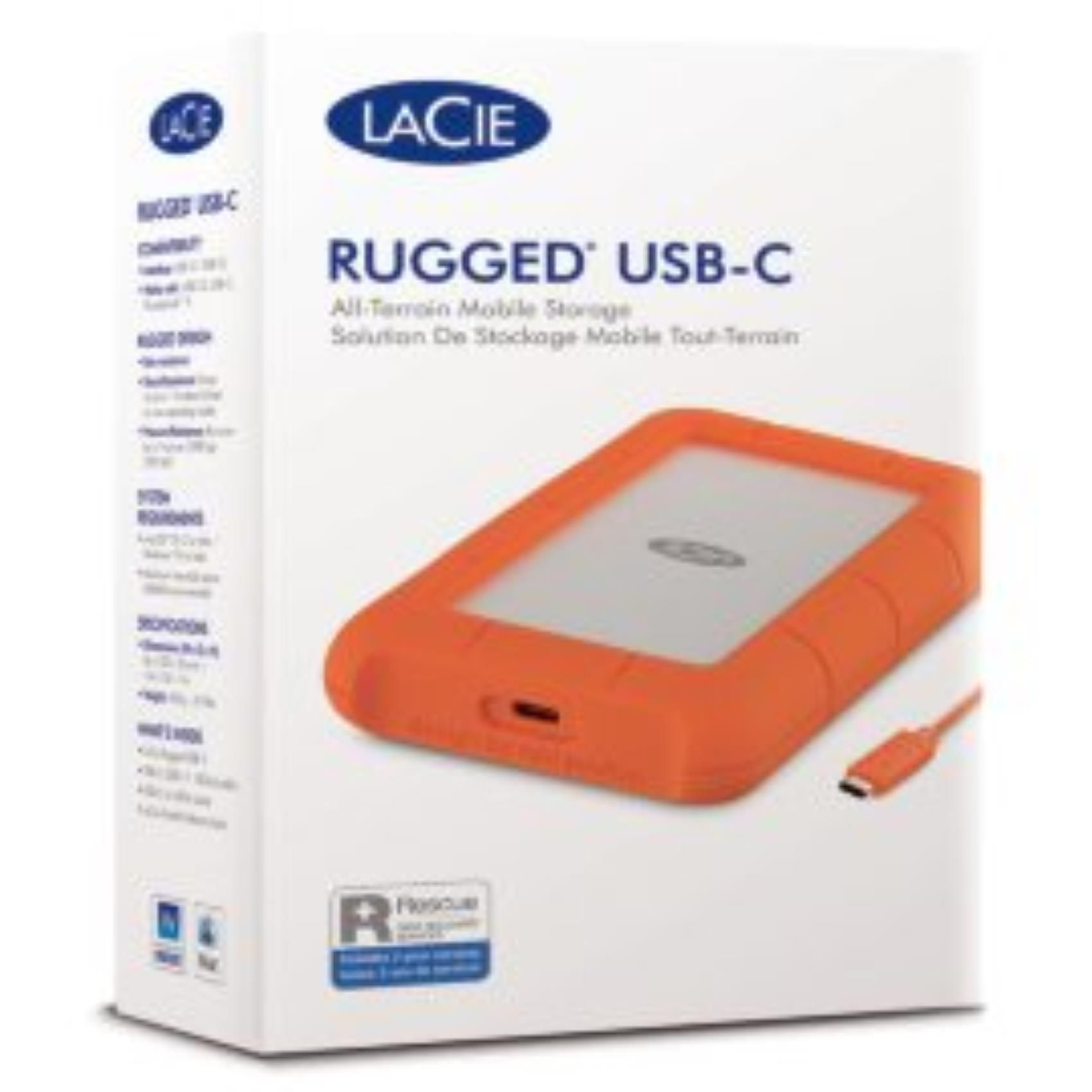 LaCie Rugged USB-C disco rigido esterno 5 TB USB tipo-C 3.2 Gen 1 [3.1 Gen 1] Grigio, Giallo (RUGGED USB-C 2,5 5TB - **New Retail** - 2.5 USB C [C TO A CABLE CL] - Warranty: 12M)