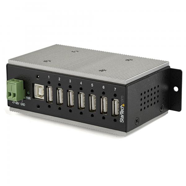 StarTech.com Hub USB 2.0 a 7 porte - Hub USB-A industriale in metallo [7x USB-A] con protezione ESD & Surge Protection - Temperatura di utilizzo da -40&deg;C to 80&deg;C - Montaggio su guida Din/Wall