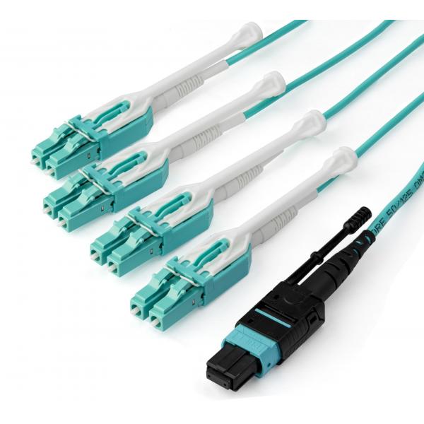 StarTech.com MPO8LCPL1M cavo InfiniBand e in fibra ottica 1 m MPO/MTP 8x LC Colore acqua (1M MPO/ MTPTOLC BREAKOUT CABL - OM3 40GB - PUSH/PULL TAB)