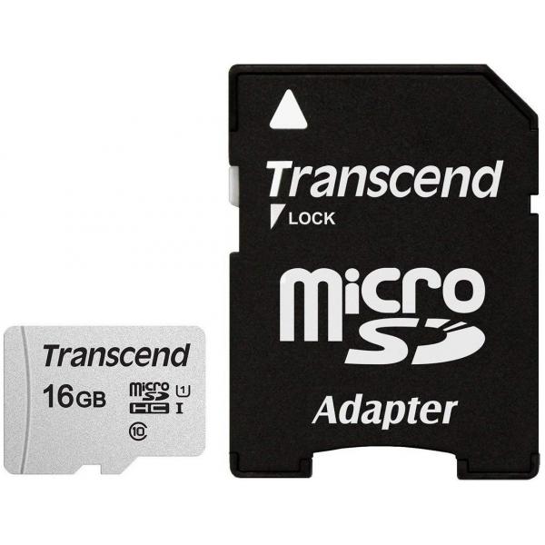 Transcend microSDHC 300S 16GB NAND Classe 10 (16GB MICROSD W/ADAPTER UHS-I U1 - .)