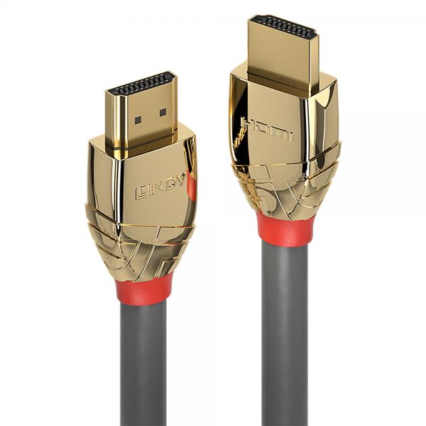 Lindy 37866 cavo HDMI 10 m HDMI tipo A [Standard] Oro, Grigio (10M STANDARD HDMI KABEL - GOLD LINE)