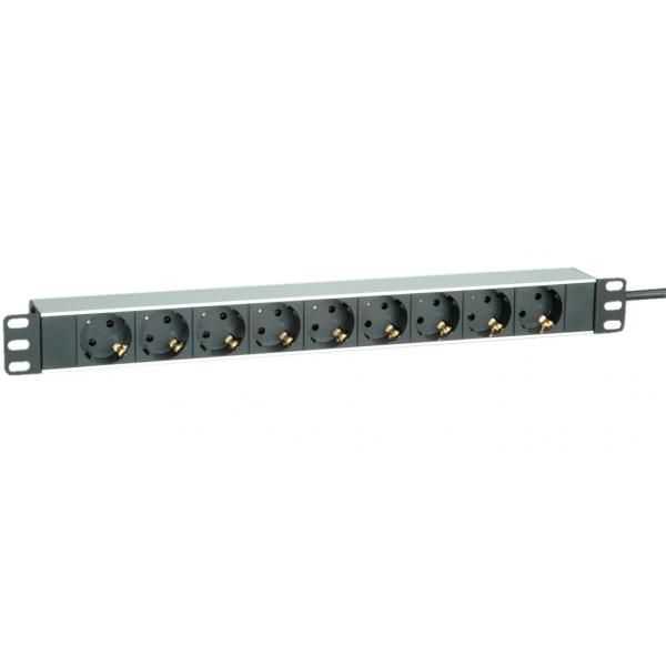 ROLINE 19.07.1620 unità di distribuzione dell'energia [PDU] 9 presa[e] AC Nero, Bianco (19IN STECKDL. 9-F. ALU 16A 2M - 2M)