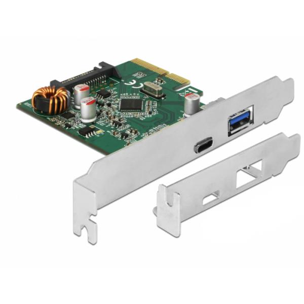 DeLOCK 90299 scheda di interfaccia e adattatore Interno USB 3.2 Gen 1 [3.1 Gen 1] (Delock PCIe x4 / 1x USB Type-C [USB3.2 Gen2] + 1x USB Type-A [USB3.2 Gen2])