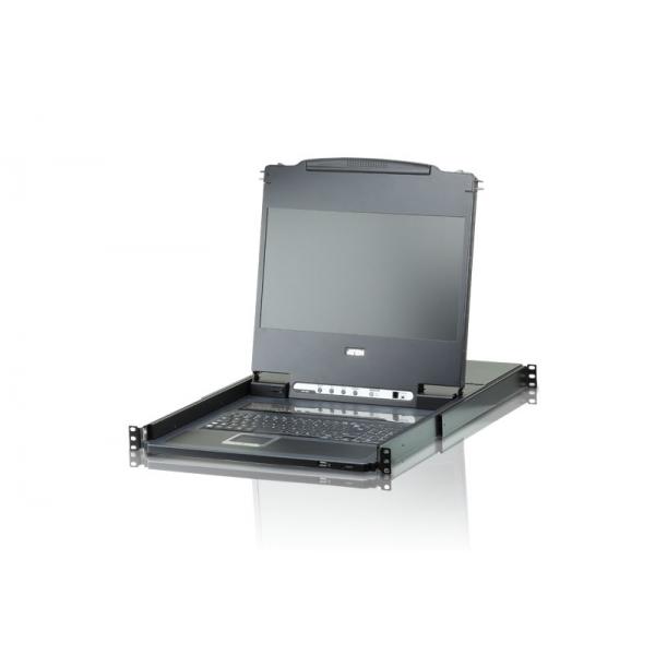 ATEN CL6708MW-ATA-AG console a rack 43,9 cm [17.3] 1920 x 1080 Pixel Metallo, Plastica Nero 1U (ATEN CL6708MW - KVM console with KVM switch - 8 ports - USB - 17.3 - rack-mountable - 1920 x 1080 Full