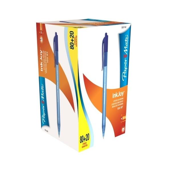 Papermate Inkjoy Blu 100 pz (Paper Mate S0977440 Inkjoy Retractable Pens Blue Ink - Pack of 100)