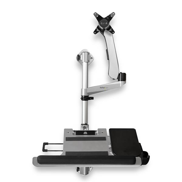 StarTech.com Postazione di lavoro con montaggio a parete - Scrivania articolata con braccio ergonomico per monitor regolabile in altezza e vassoio imbottito per tastiera - Display VESA da 34 - Suppor