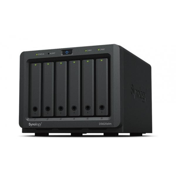 Synology DiskStation DS620SLIM server NAS e di archiviazione Desktop Intel® Celeron® J3355 2 GB DDR3L 0 TB DiskStation Manager Nero (Synology Disk Station DS620slim - NAS server - 6 bays - SATA 6Gb/s